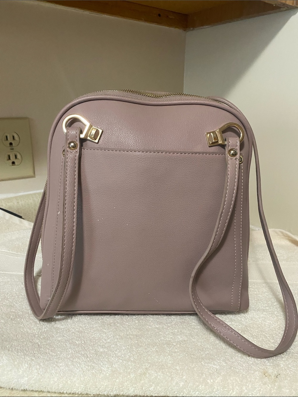 Miztique Mauve Faux Leather backpack with Gold Hardware